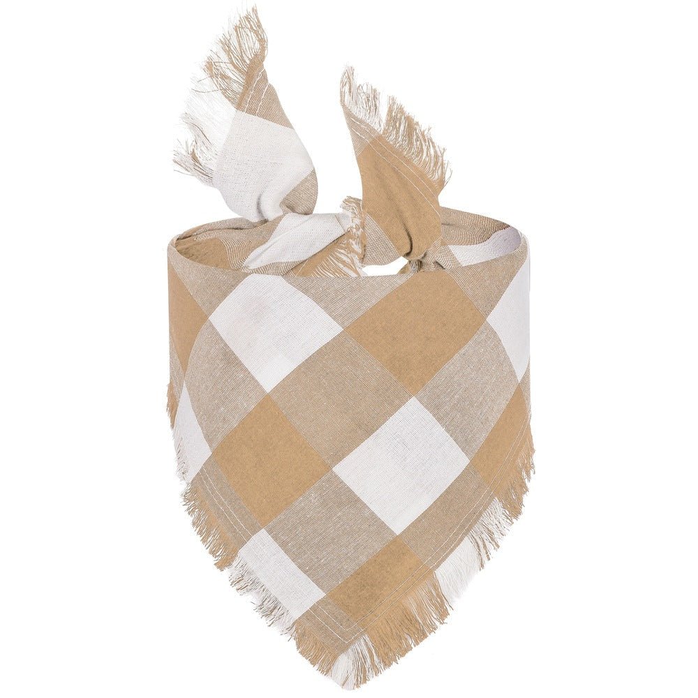 Check Pet Triangle Scarf Tassel Style Dog Scarf | Luxury Home Accessories | Heulog Glow