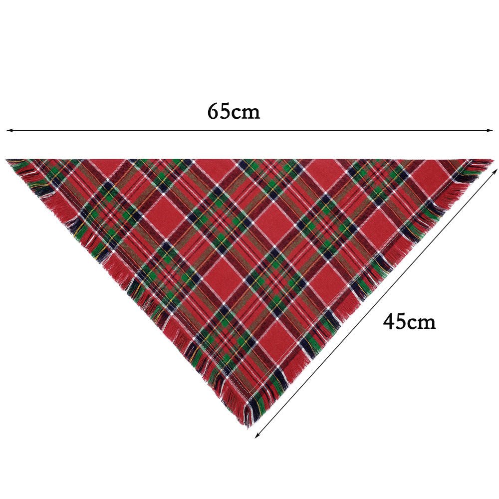 Check Pet Triangle Scarf Tassel Style Dog Scarf | Luxury Home Accessories | Heulog Glow