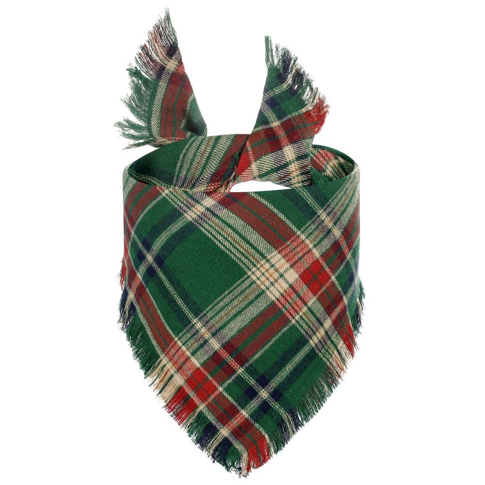 Check Pet Triangle Scarf Tassel Style Dog Scarf | Luxury Home Accessories | Heulog Glow