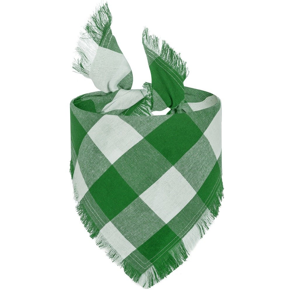 Check Pet Triangle Scarf Tassel Style Dog Scarf | Luxury Home Accessories | Heulog Glow