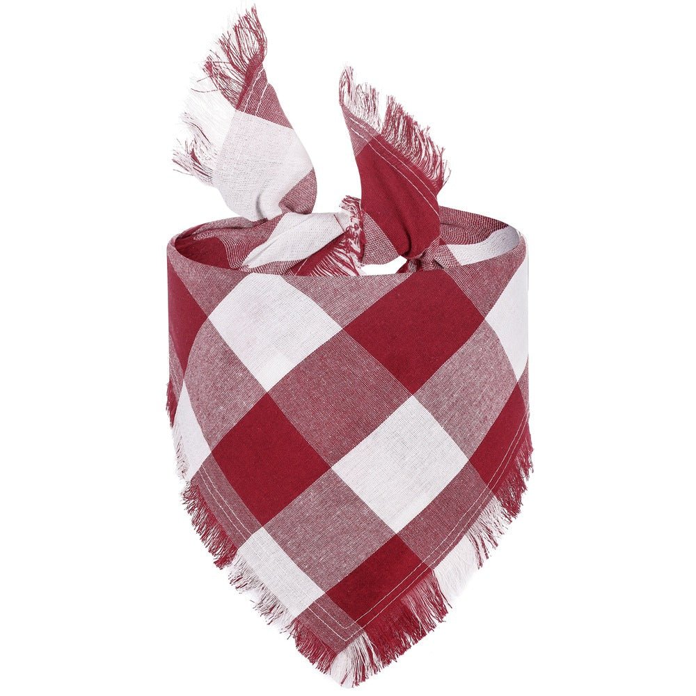 Check Pet Triangle Scarf Tassel Style Dog Scarf | Luxury Home Accessories | Heulog Glow