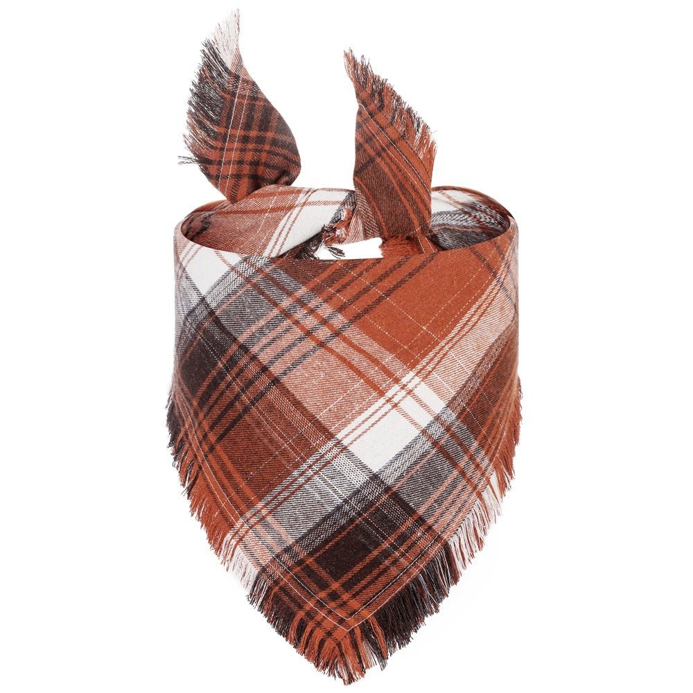 Check Pet Triangle Scarf Tassel Style Dog Scarf | Luxury Home Accessories | Heulog Glow