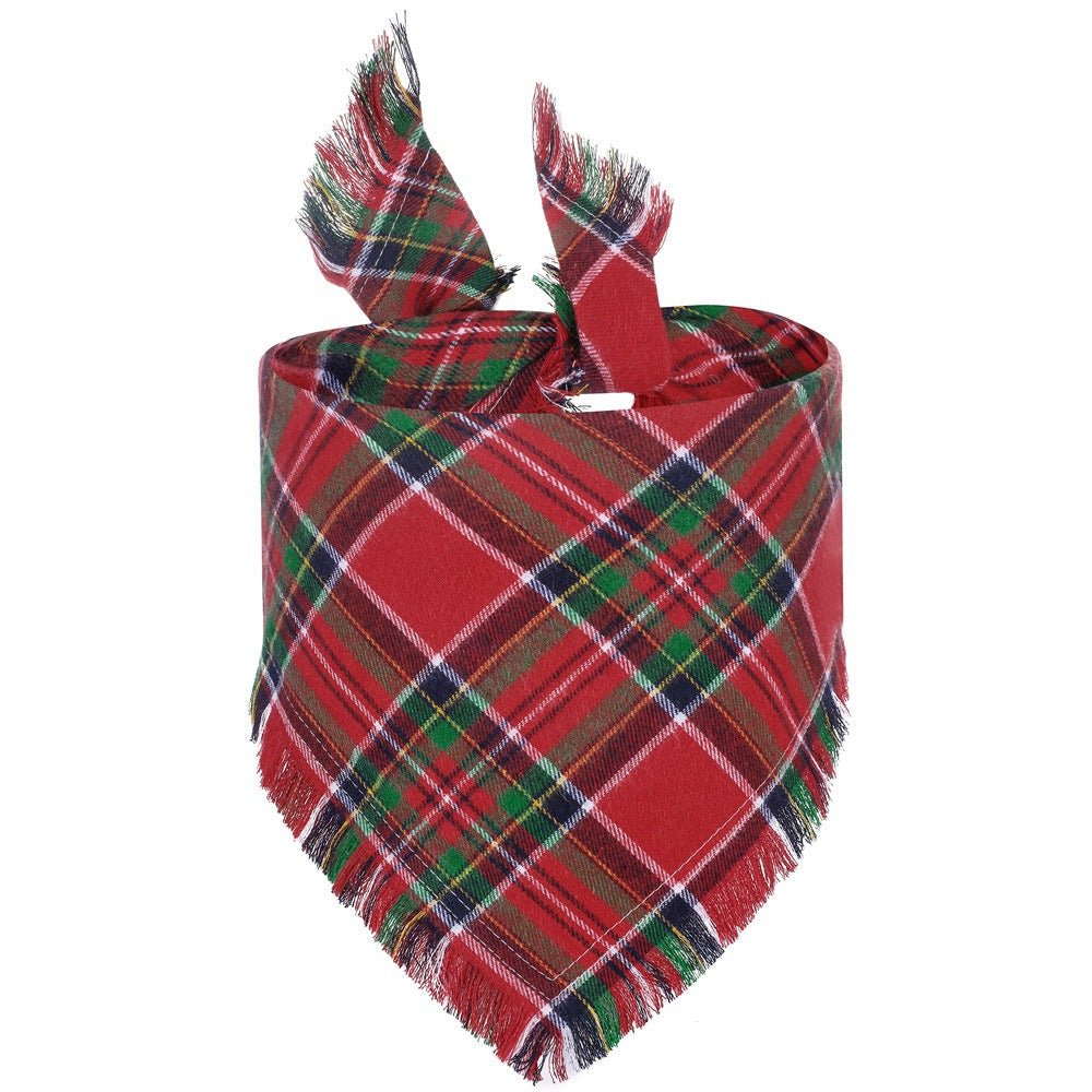 Check Pet Triangle Scarf Tassel Style Dog Scarf | Luxury Home Accessories | Heulog Glow