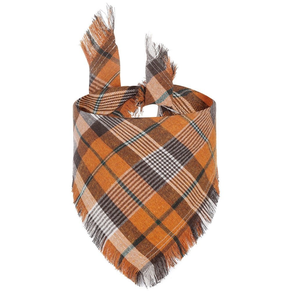 Check Pet Triangle Scarf Tassel Style Dog Scarf | Luxury Home Accessories | Heulog Glow