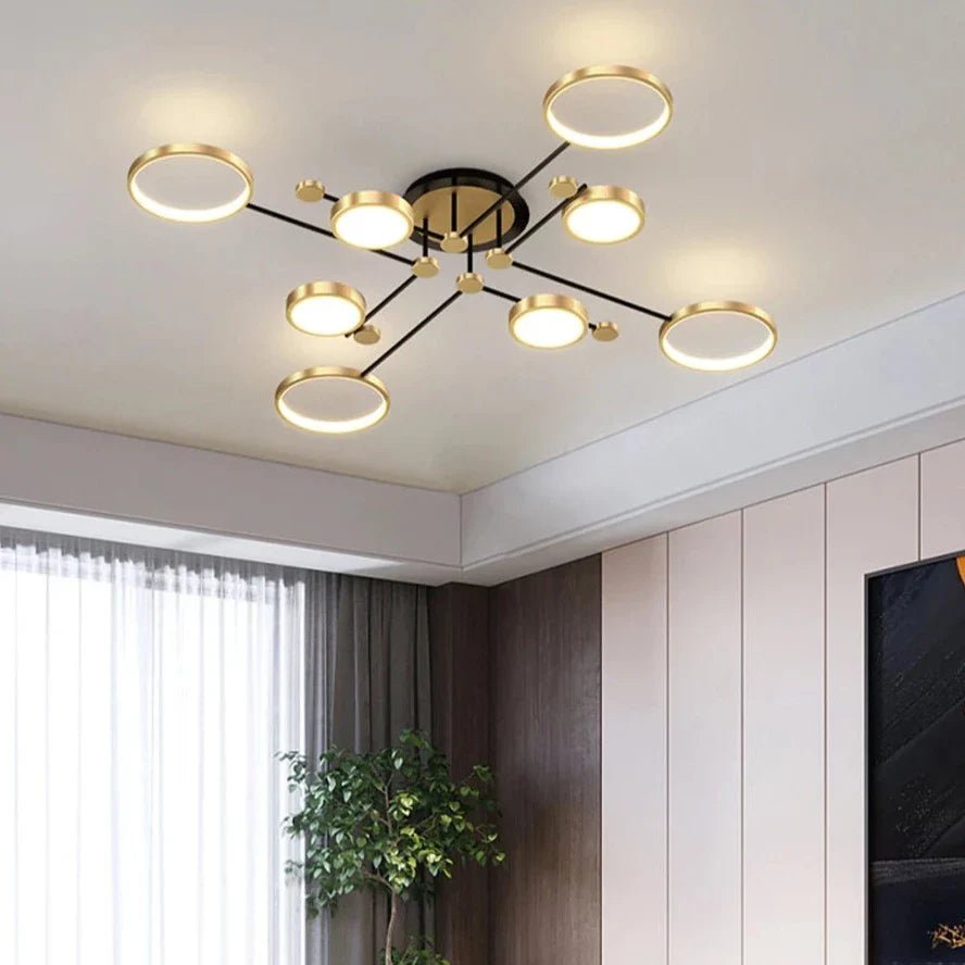 Chemistry Flush Mount Chandelier Gold LED 130cm Low Ceiling Light | Luxury Home Accessories | Heulog Glow