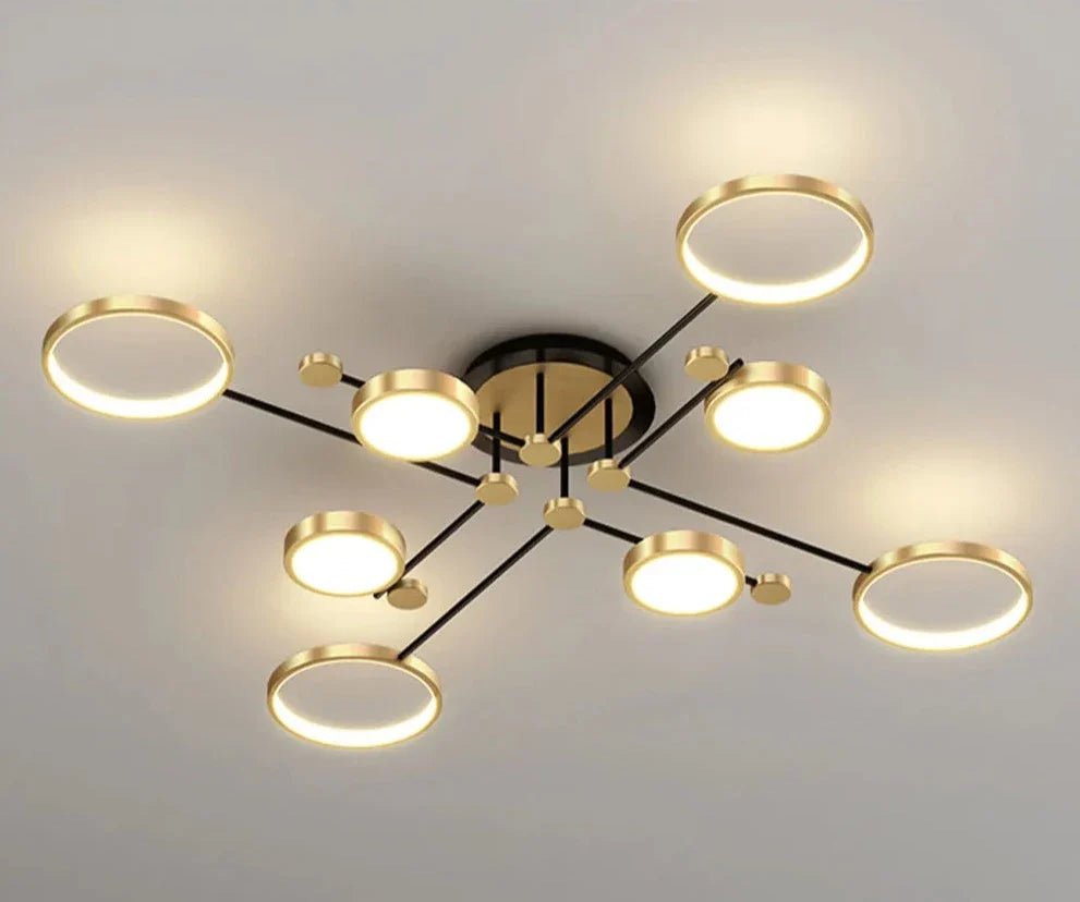 Chemistry Flush Mount Chandelier Gold LED 130cm Low Ceiling Light | Luxury Home Accessories | Heulog Glow