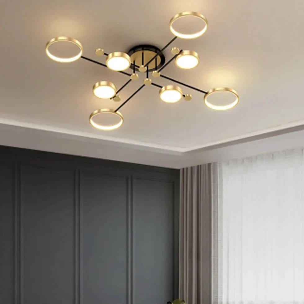 Chemistry Flush Mount Chandelier Gold LED 130cm Low Ceiling Light | Luxury Home Accessories | Heulog Glow