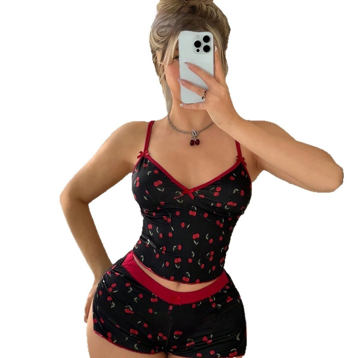 Cherry-printed Sexy And Sweet Pajama Set | Luxury Home Accessories | Heulog Glow