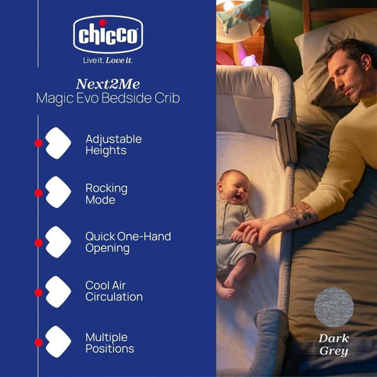 Chicco Next2Me Magic Evo Crib - Dark Gray | Luxury Home Accessories | Heulog Glow
