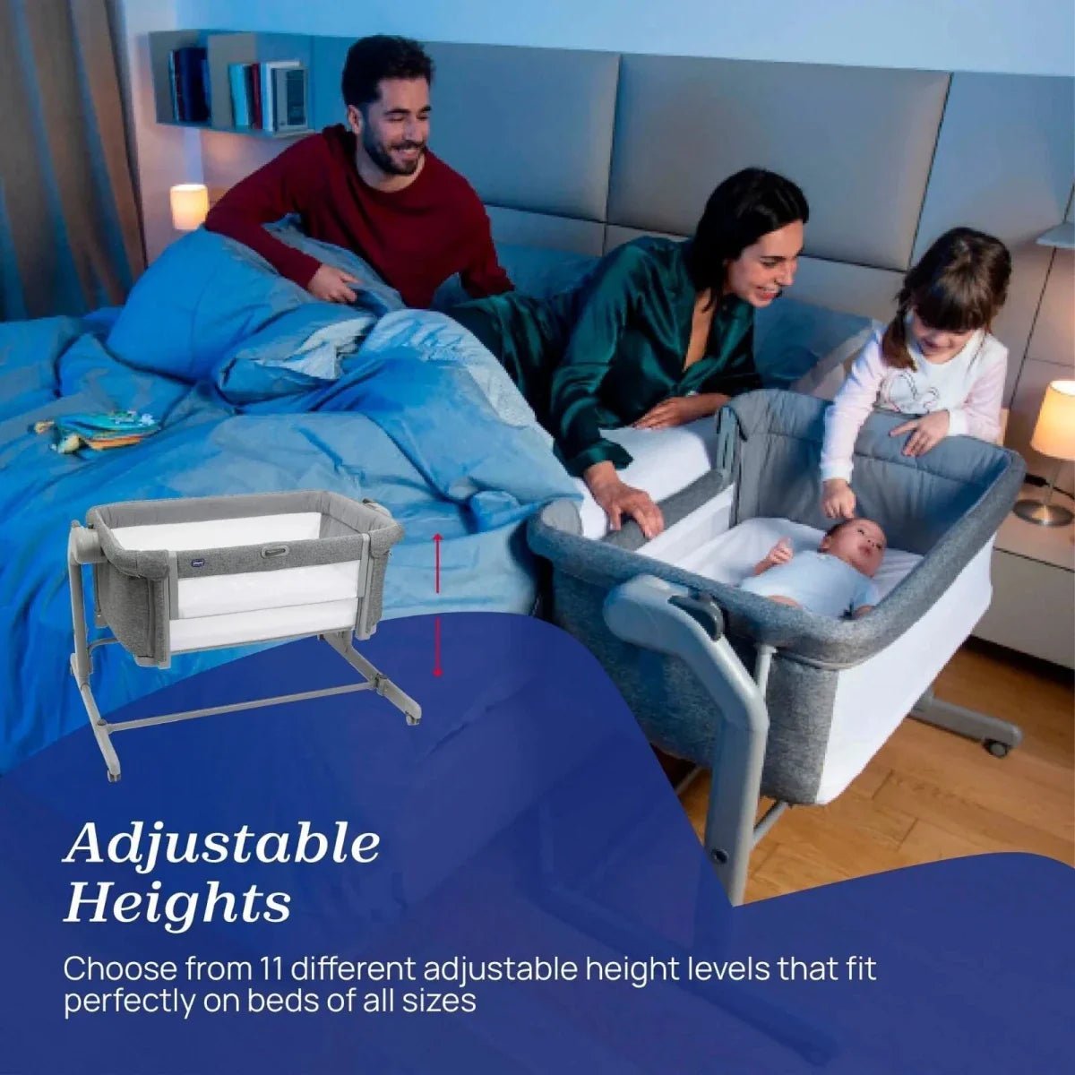 Chicco Next2Me Magic Evo Crib - Dark Gray | Luxury Home Accessories | Heulog Glow
