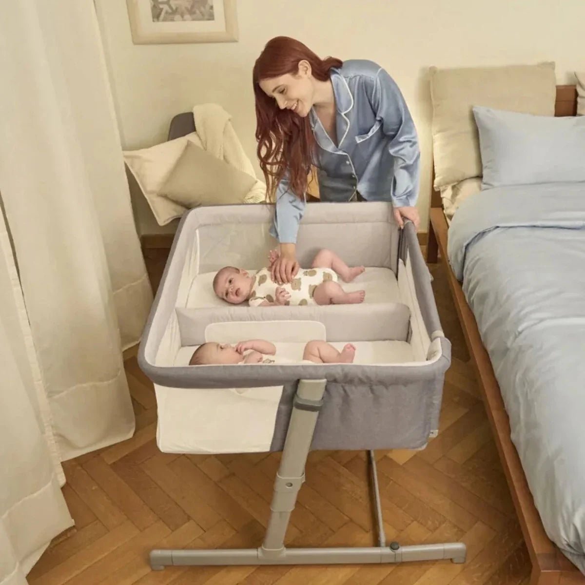 Chicco Next2Me Twins Crib - Magnet Grey | Luxury Home Accessories | Heulog Glow