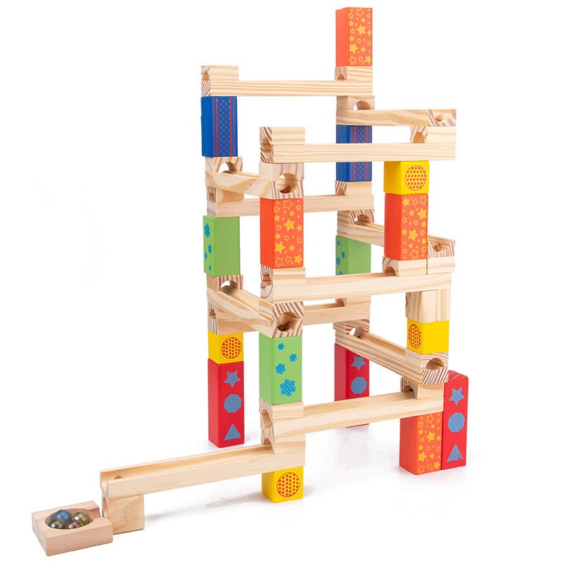 Children's Educational Parent-child Ball Track Slide Blocks Stacking High Marbles To Build Wooden Toys | Luxury Home Accessories | Heulog Glow