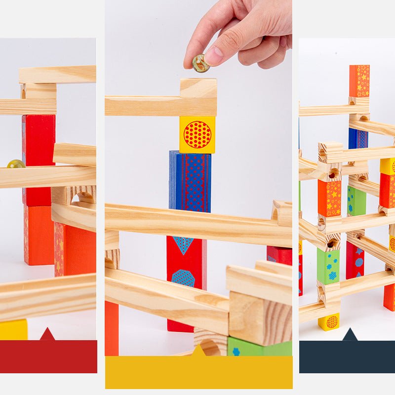 Children's Educational Parent-child Ball Track Slide Blocks Stacking High Marbles To Build Wooden Toys | Luxury Home Accessories | Heulog Glow