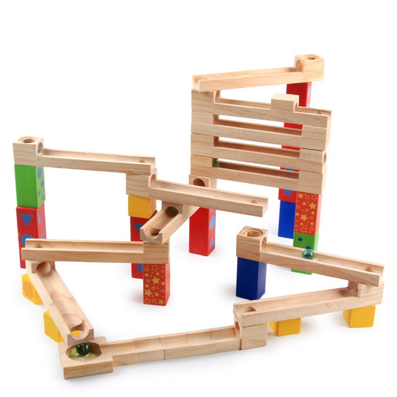 Children's Educational Parent-child Ball Track Slide Blocks Stacking High Marbles To Build Wooden Toys | Luxury Home Accessories | Heulog Glow