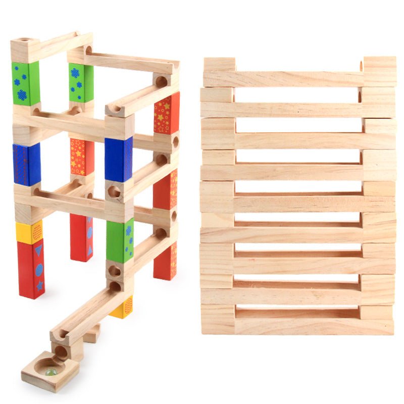 Children's Educational Parent-child Ball Track Slide Blocks Stacking High Marbles To Build Wooden Toys | Luxury Home Accessories | Heulog Glow