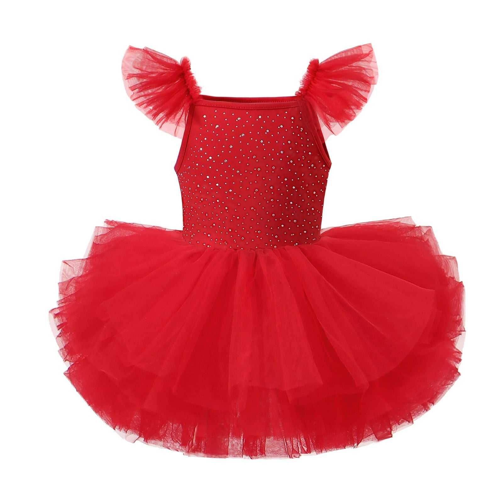 Children's Hot-fix Rhinestone Embroidered Flared-sleeve Ballet Skirt | Luxury Home Accessories | Heulog Glow