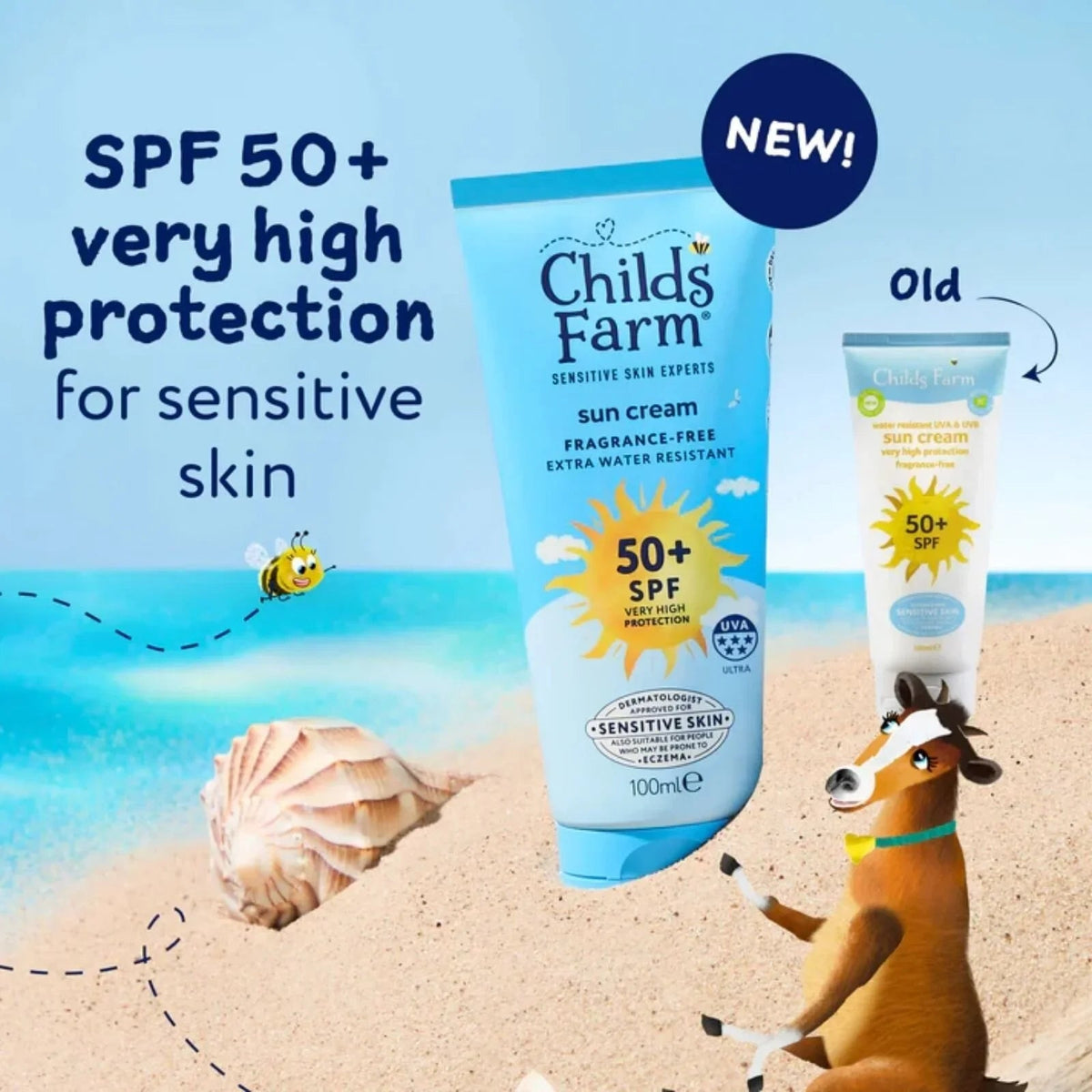 Childs Farm SPF 50+ Sun Cream Fragrance Free Sunscreen for Kids & Sensitive Skin 100ml | Luxury Home Accessories | Heulog Glow