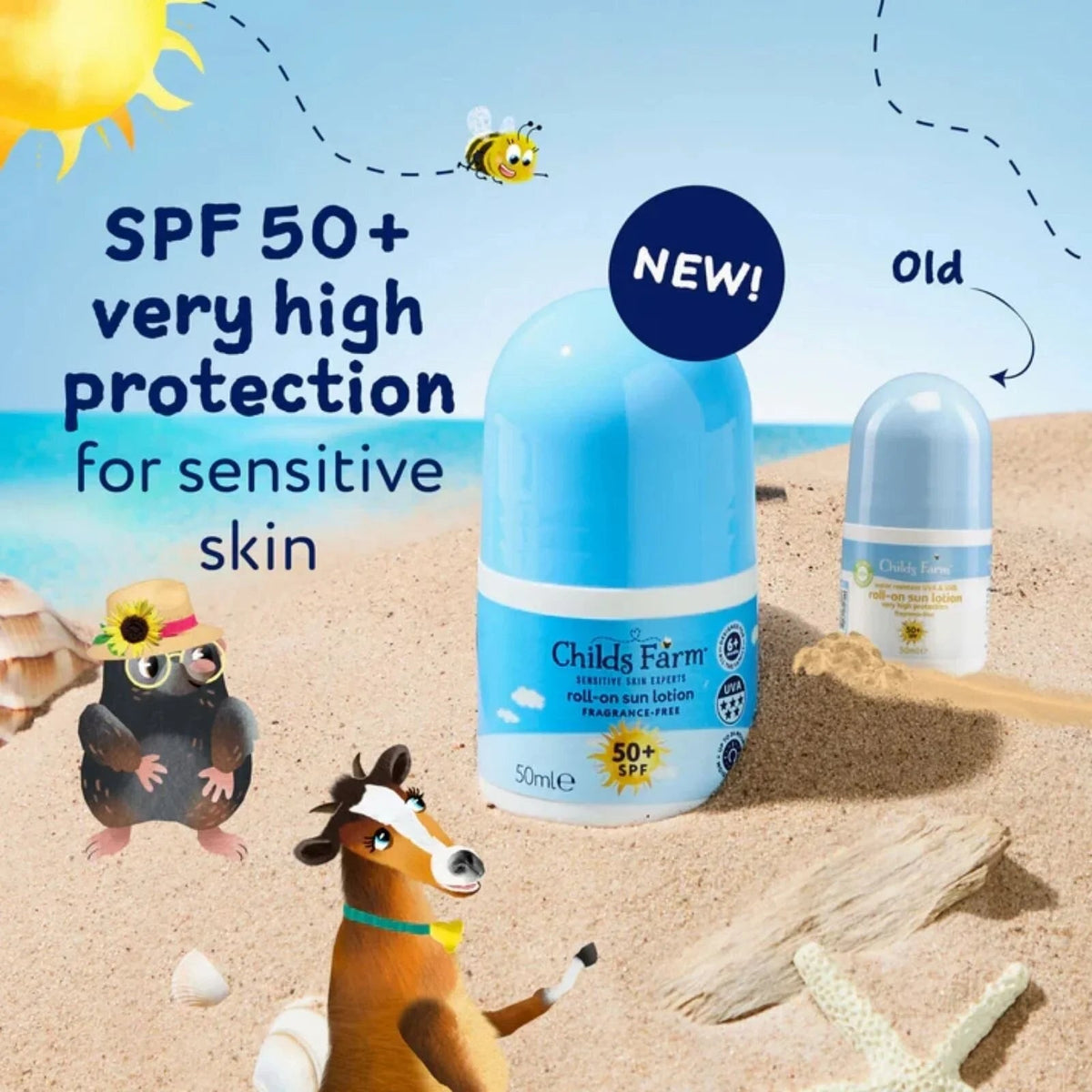Childs Farm SPF50+ Roll On Fragrance Free Sun Lotion 50ml | Luxury Home Accessories | Heulog Glow