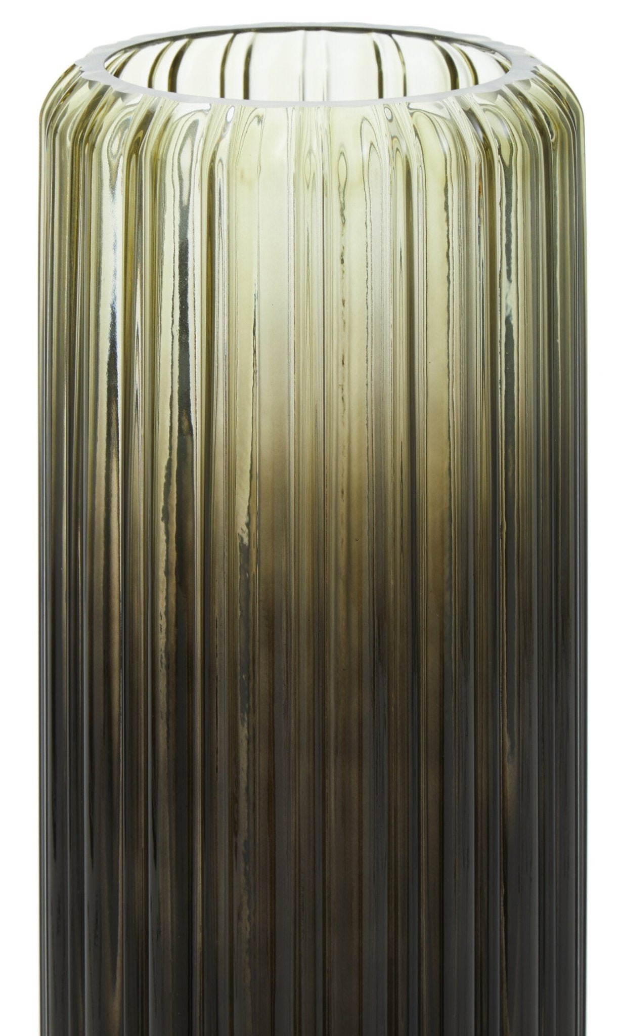Chima Large Grey Ribbed Glass Vase | Luxury Home Accessories | Heulog Glow