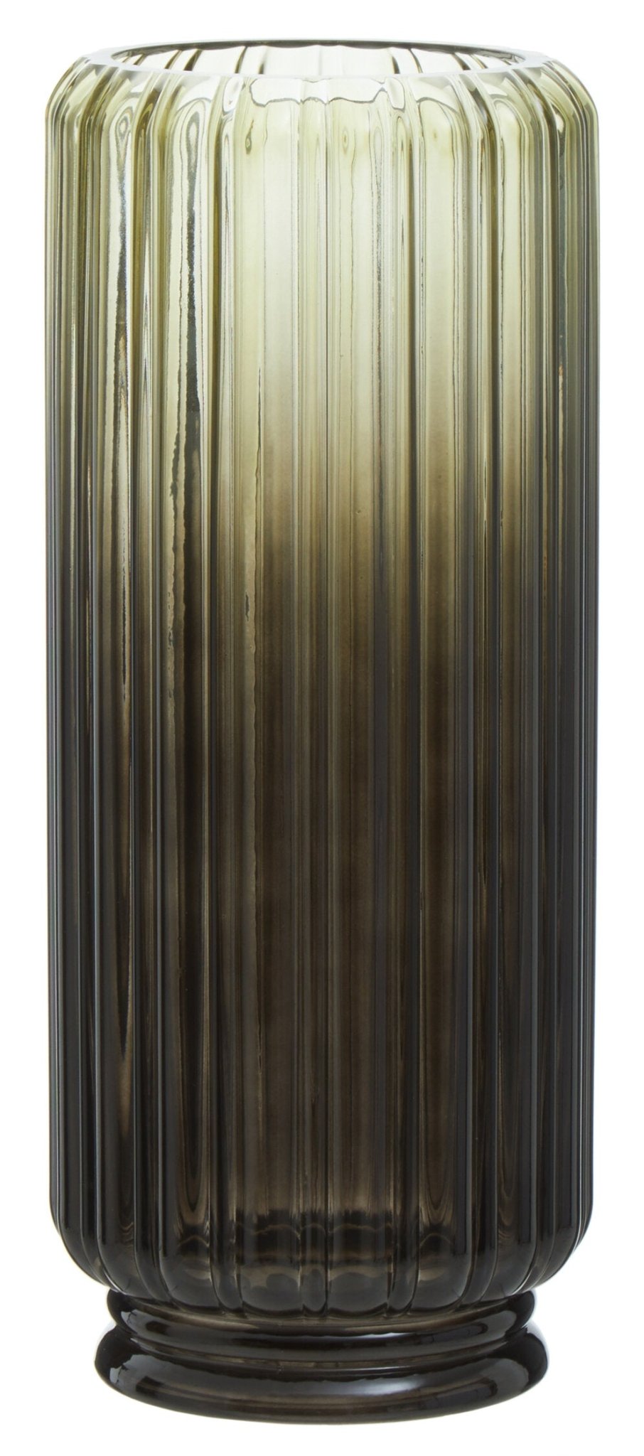Chima Large Grey Ribbed Glass Vase | Luxury Home Accessories | Heulog Glow