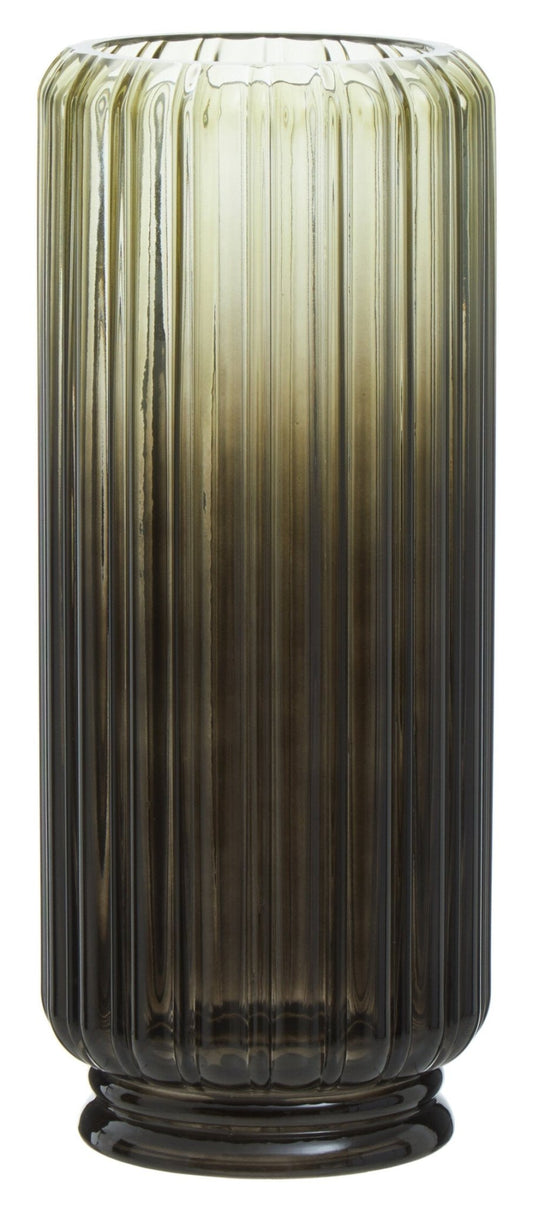 Chima Large Grey Ribbed Glass Vase | Luxury Home Accessories | Heulog Glow
