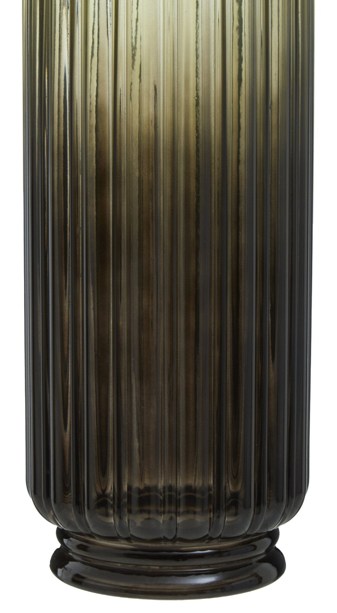 Chima Large Grey Ribbed Glass Vase | Luxury Home Accessories | Heulog Glow