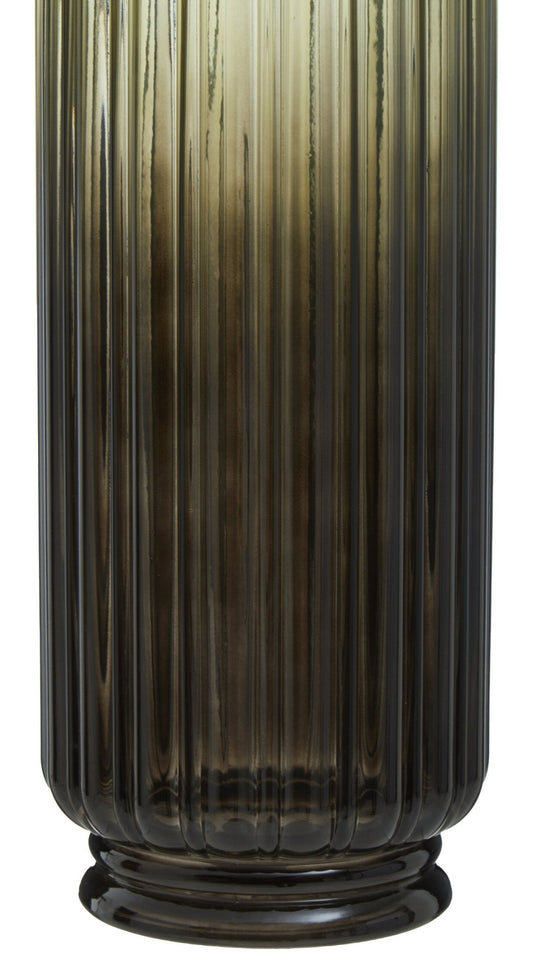 Chima Large Grey Ribbed Glass Vase | Luxury Home Accessories | Heulog Glow