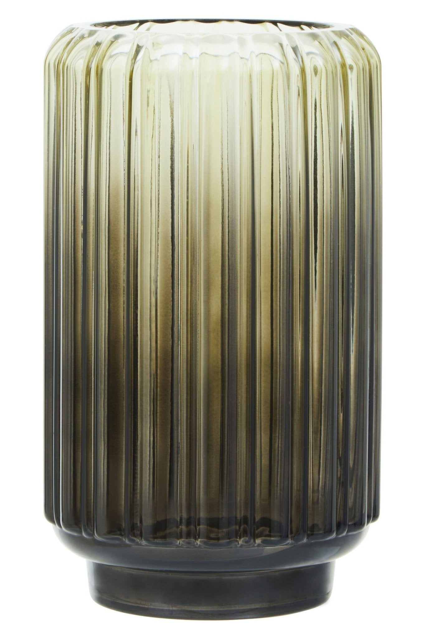 Chima Small Grey Ribbed Glass Vase | Luxury Home Accessories | Heulog Glow