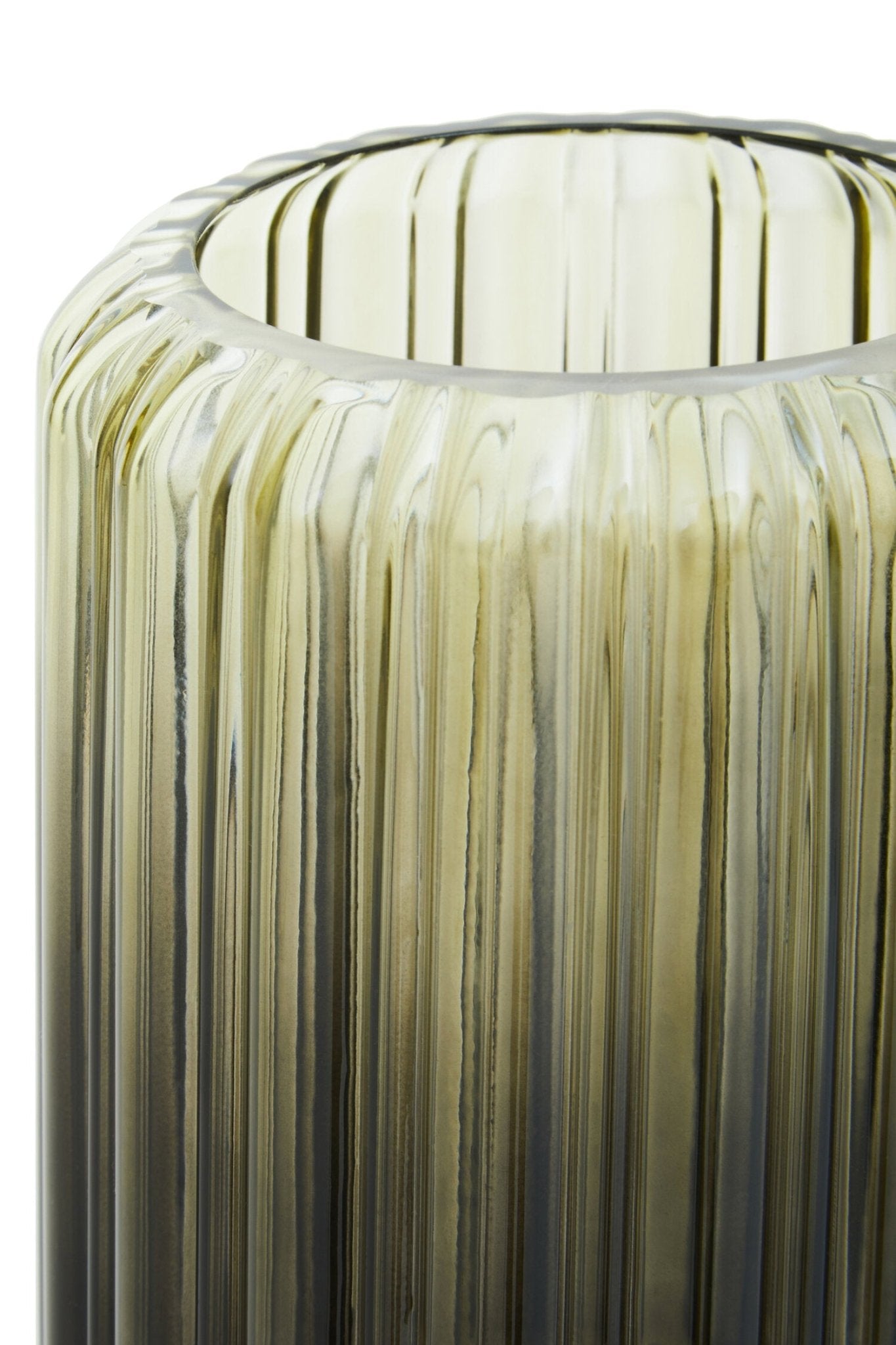 Chima Small Grey Ribbed Glass Vase | Luxury Home Accessories | Heulog Glow