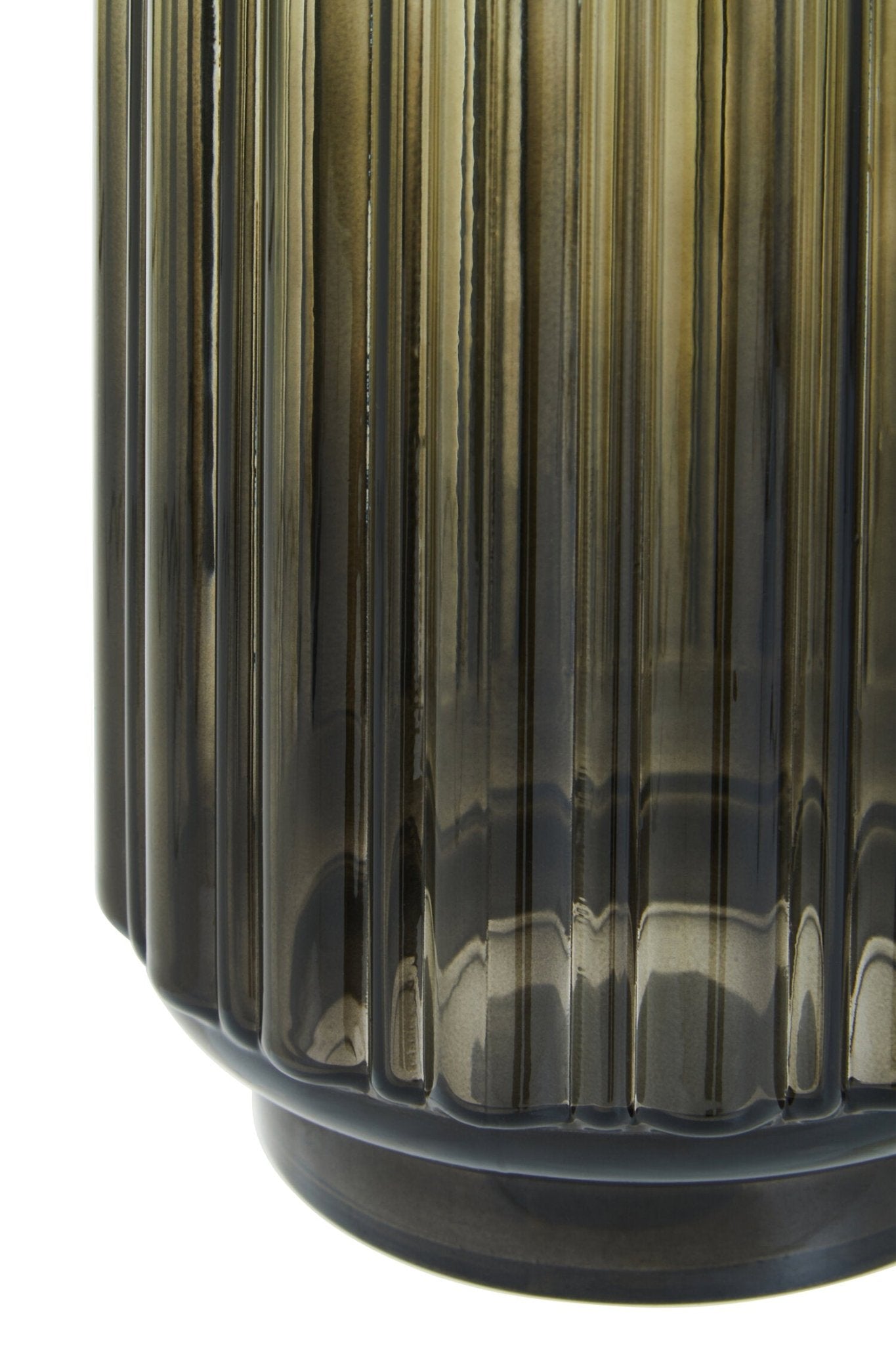 Chima Small Grey Ribbed Glass Vase | Luxury Home Accessories | Heulog Glow