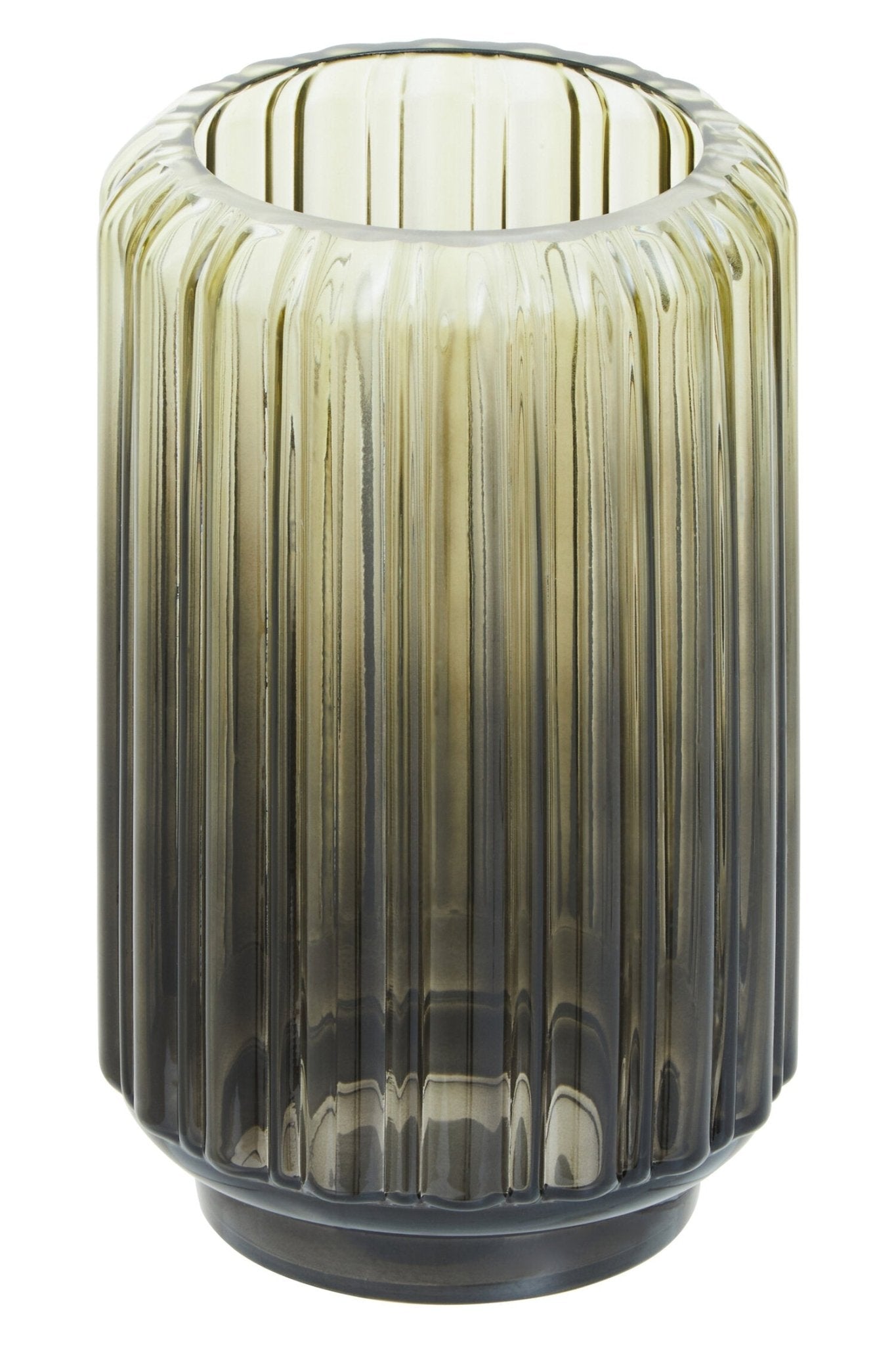 Chima Small Grey Ribbed Glass Vase | Luxury Home Accessories | Heulog Glow