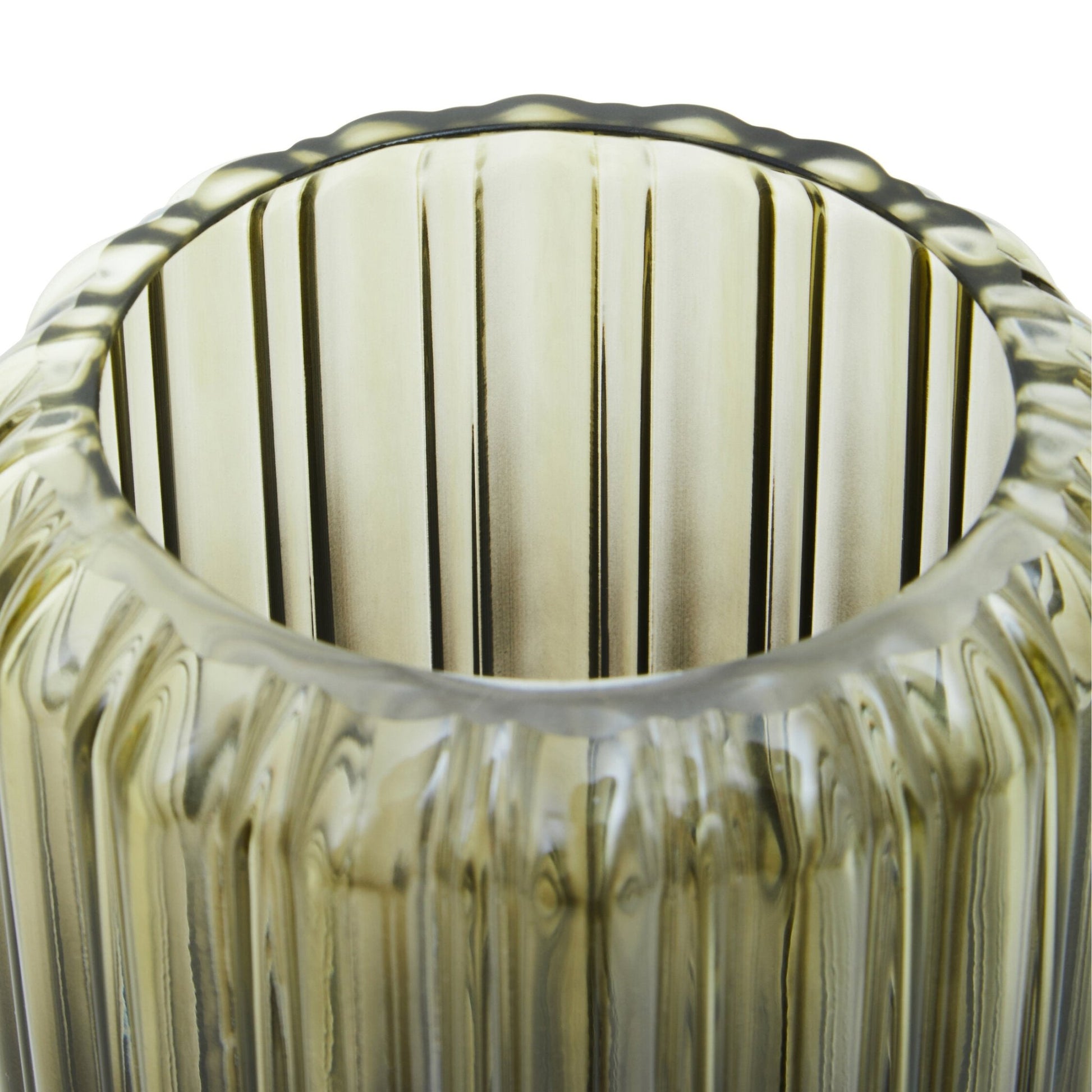 Chima Small Grey Ribbed Glass Vase | Luxury Home Accessories | Heulog Glow