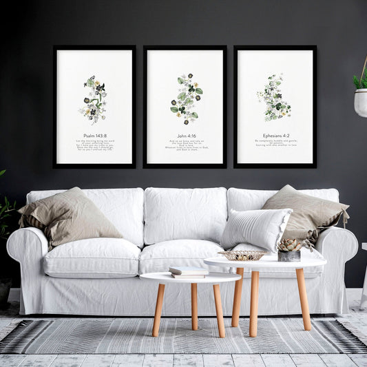 Christian Prints – Set of 3 Living Room Wall Art