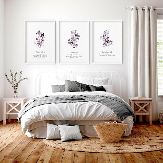 Christian verse posters for bedroom | set of 3 wall art prints