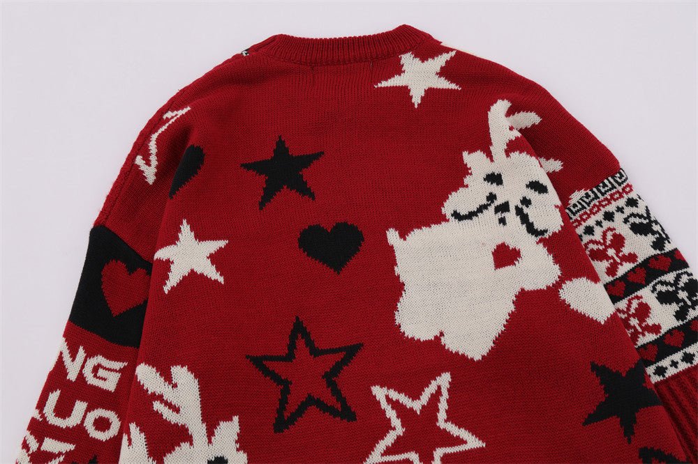 Christmas Cartoon Contrasting Color Jacquard Pullover Sweater | Luxury Home Accessories | Heulog Glow