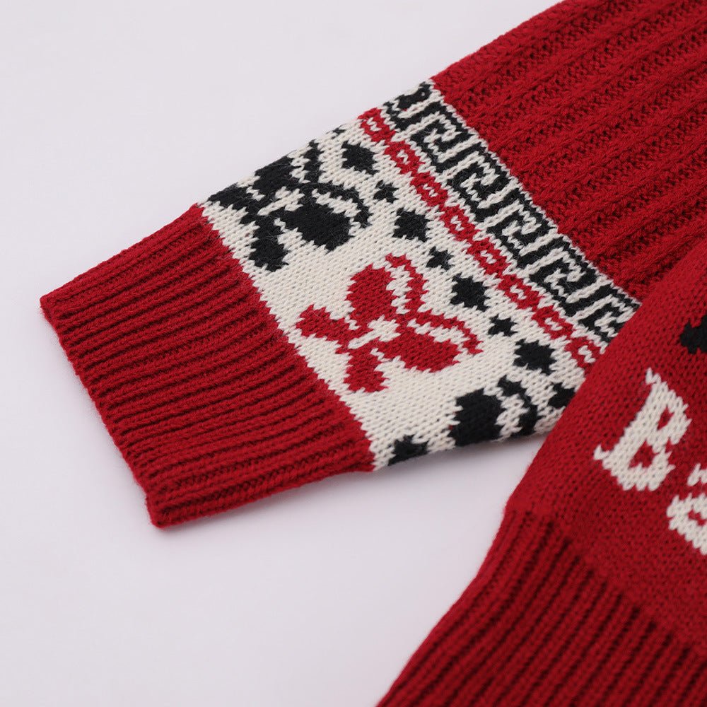 Christmas Cartoon Contrasting Color Jacquard Pullover Sweater | Luxury Home Accessories | Heulog Glow