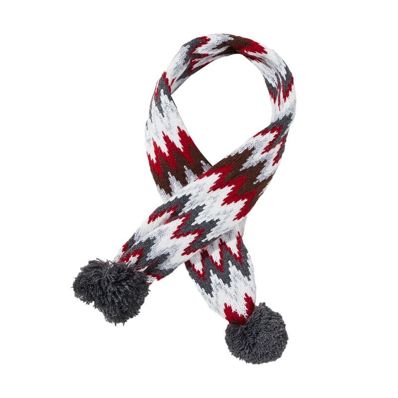 Christmas Pet Scarf Contrast Color Striped Red Snowflake Fur Ball Warm And Comfortable | Luxury Home Accessories | Heulog Glow