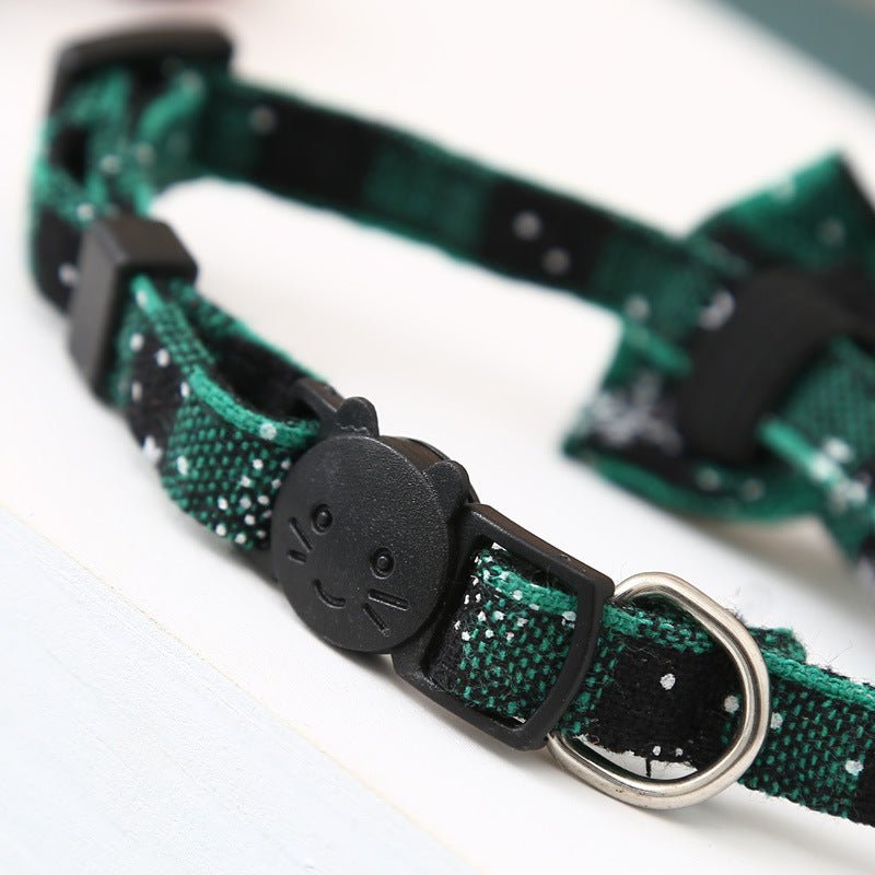 Christmas Snowflake Plaid Bow Bell Cat Collar | Luxury Home Accessories | Heulog Glow
