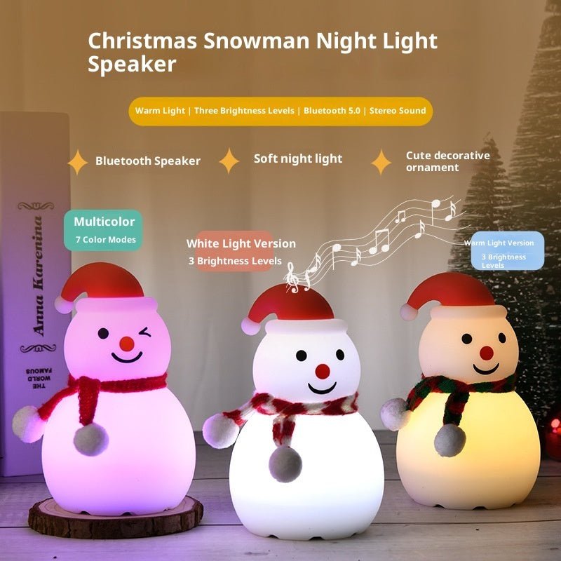 Christmas Snowman Night Light Silicone Bluetooth Audio Small Night Lamp | Luxury Home Accessories | Heulog Glow