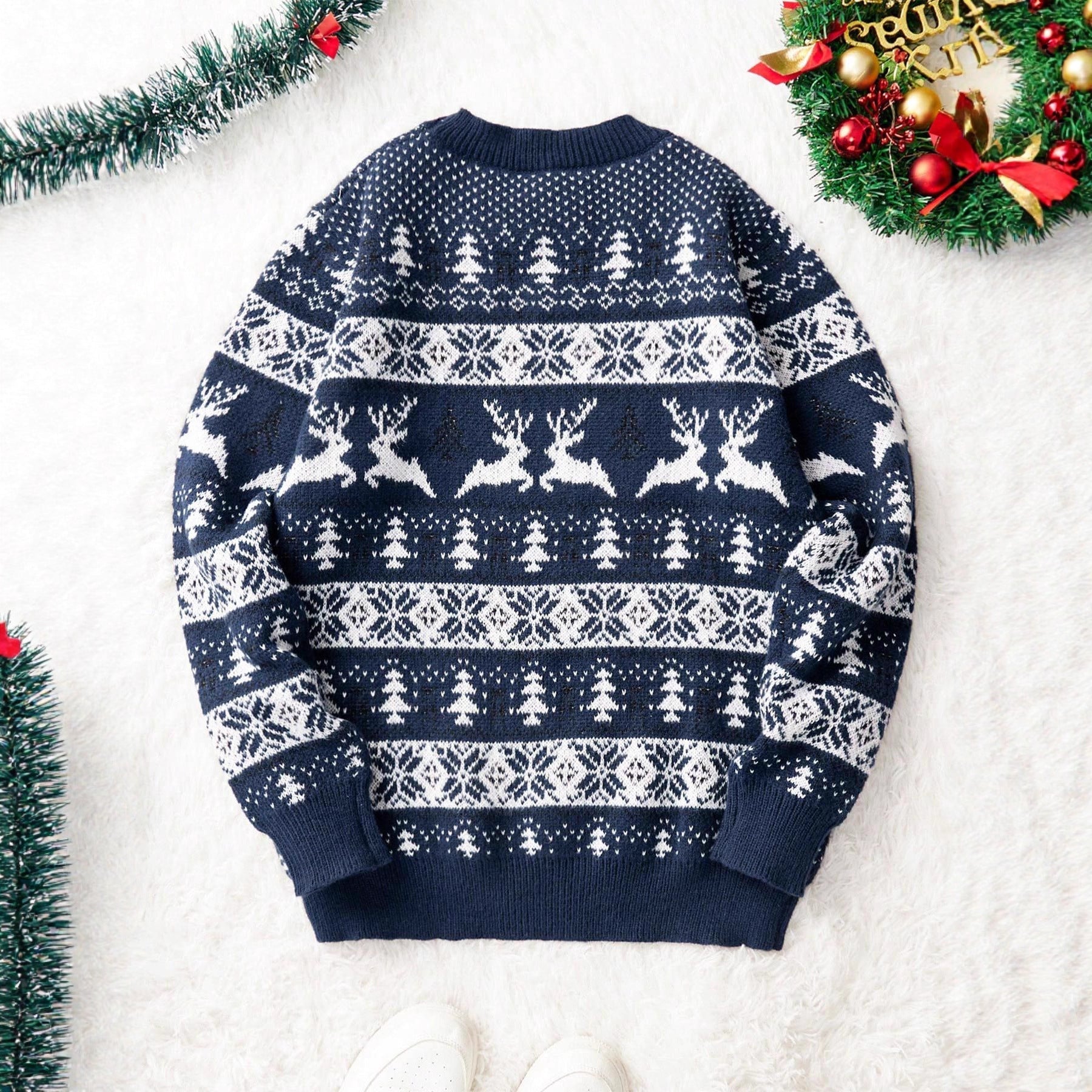 Christmas Sweater Men's Round Neck Loose Jacquard Knitwear | Luxury Home Accessories | Heulog Glow
