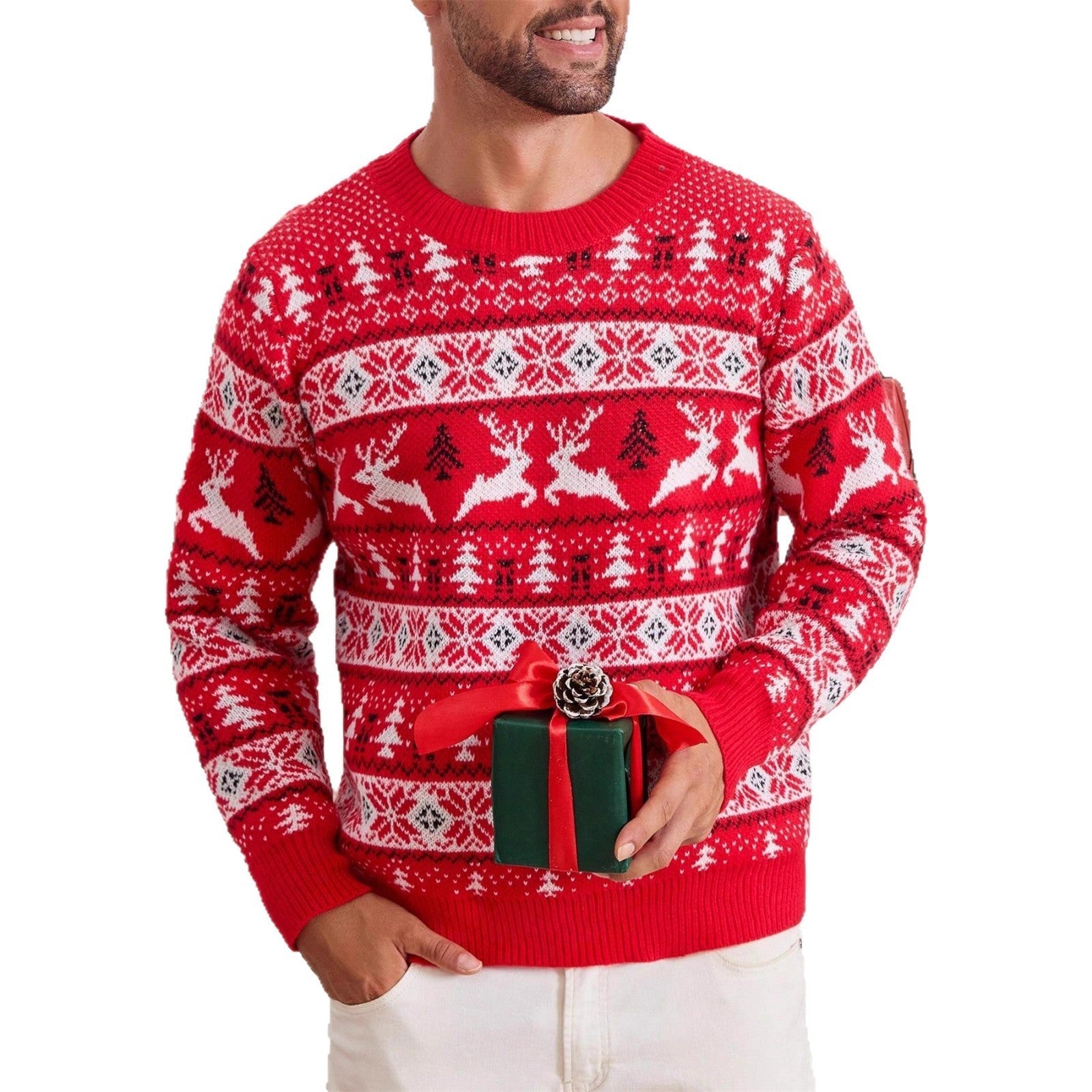 Christmas Sweater Men's Round Neck Loose Jacquard Knitwear | Luxury Home Accessories | Heulog Glow