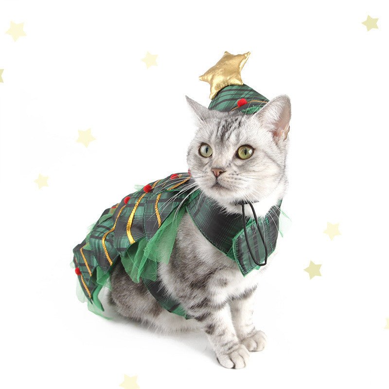 Christmas Tree Cape Pet Costume Cat Star Hat Small Clothes Suit | Luxury Home Accessories | Heulog Glow
