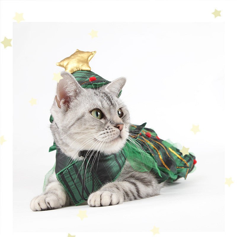 Christmas Tree Cape Pet Costume Cat Star Hat Small Clothes Suit | Luxury Home Accessories | Heulog Glow