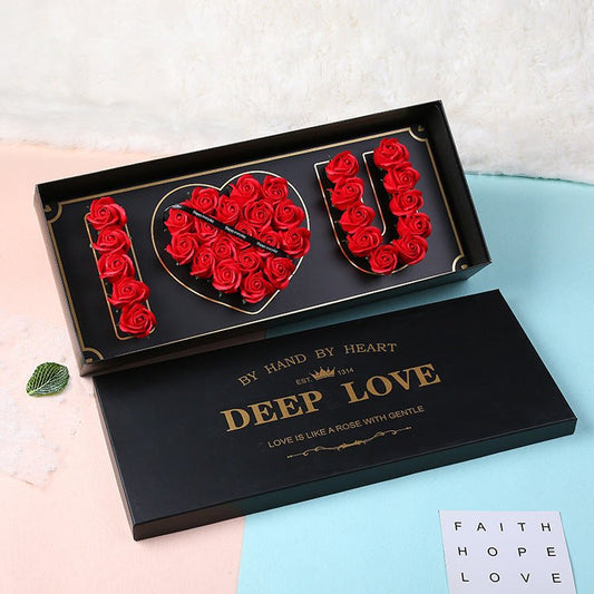 Christmas Valentine's Day Gift I Love You Heart Words Soap Flower Gift Box | Luxury Home Accessories | Heulog Glow