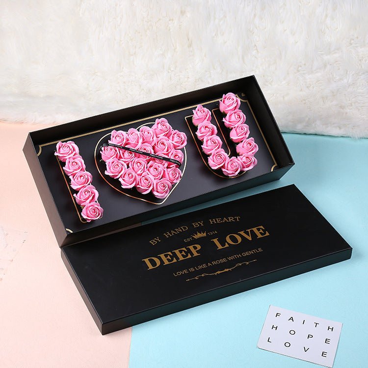 Christmas Valentine's Day Gift I Love You Heart Words Soap Flower Gift Box | Luxury Home Accessories | Heulog Glow