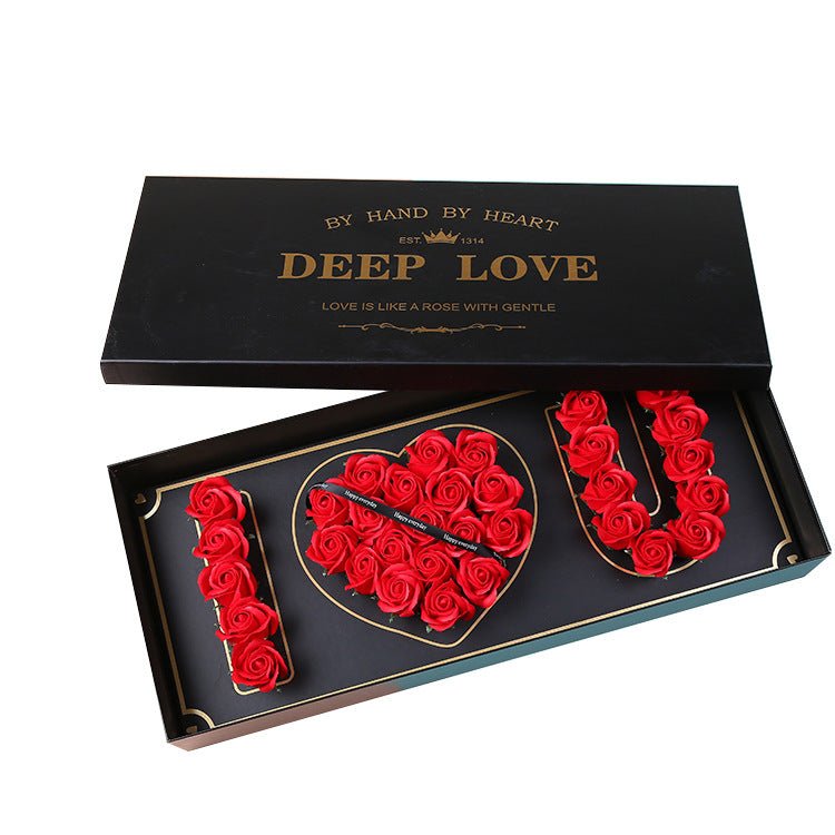 Christmas Valentine's Day Gift I Love You Heart Words Soap Flower Gift Box | Luxury Home Accessories | Heulog Glow