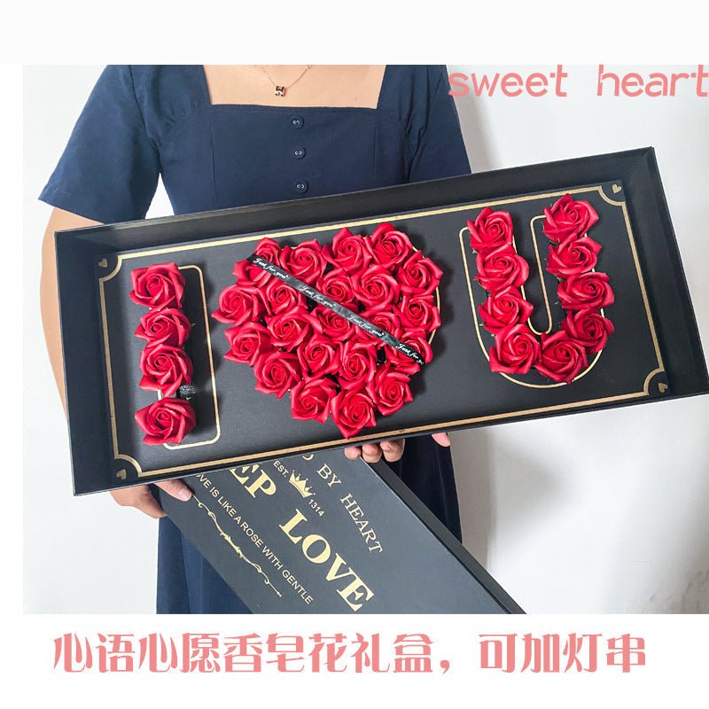 Christmas Valentine's Day Gift I Love You Heart Words Soap Flower Gift Box | Luxury Home Accessories | Heulog Glow