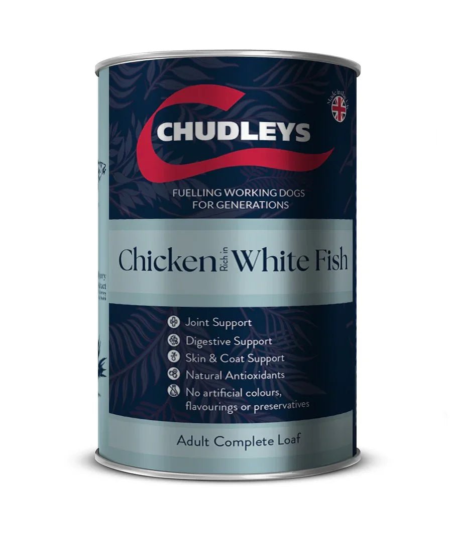 Chudleys Chicken Rich in White Fish 12 x 395g | Luxury Home Accessories | Heulog Glow