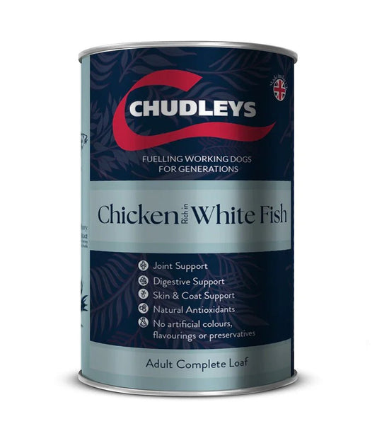 Chudleys Chicken Rich in White Fish 12 x 395g | Luxury Home Accessories | Heulog Glow