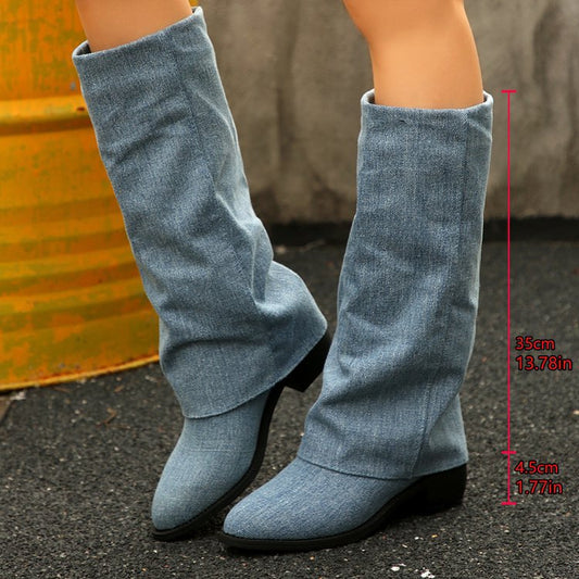 Chunky Heel Cowboy Boot Plus Size Knight Frye Boot | Luxury Home Accessories | Heulog Glow